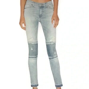 HUDSON ‘Nico Custom Midrise Patchwork Super  Skinny’ Denim Jeans Size 26
